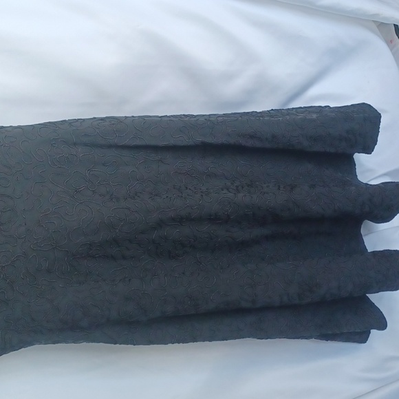 Charter Club Lace Fit & Flare Silk & Linen Textured Dress, v-neck, 17" ptp - Picture 6 of 7